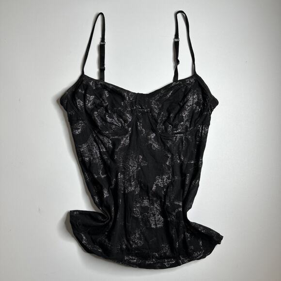 Guess Black Metallic Bustier Tank Top M Y2K Coquette Glam Grunge Vampy Soft Goth - Picture 4 of 13